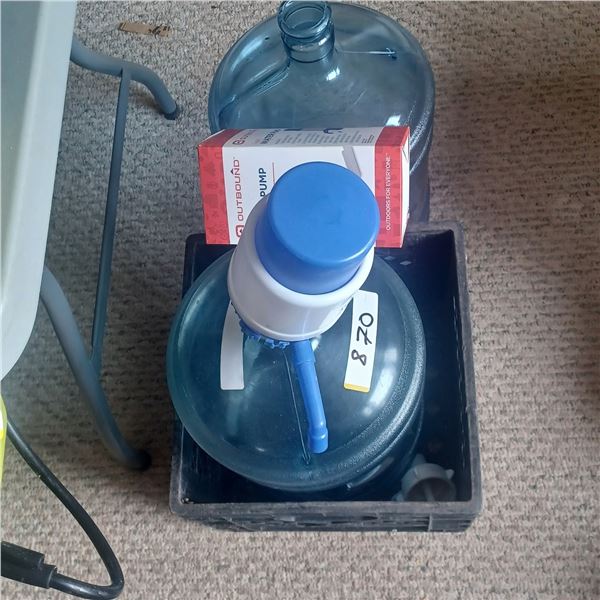 2- 5 GAL WATER BOTTLES C.W 2 PUMPS AND SPOUTS