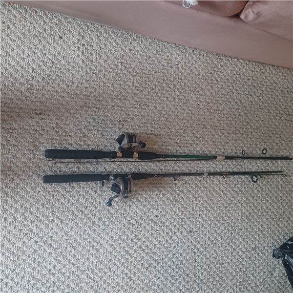 2- FISHING RODS C/W REELS NICE SHAPE