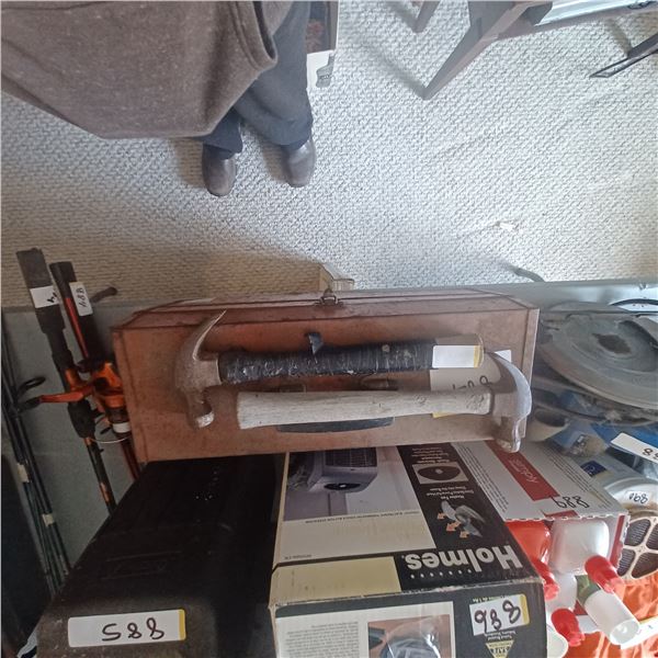 TOOL BOX WITH 2 HAMMERS AND LOTS OF  TOOLS