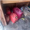 Image 2 : 4 JERRY CANS, GUNNY SACKS AND MISC ON BOTTOM SHELF