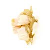 Image 5 : Vintage Carved Angel Skin Coral Rose Bouquet 14K Gold Textured Leaf Halo Brooch
