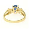 Image 5 : 14k Yellow Gold ROYAL BLUE Sapphire Solitaire Ring Fine Baguette Diamond Accents