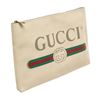 Image 2 : Gucci Beige Leather Logo Print Clutch