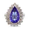 Image 2 : 3.49 ctw Tanzanite and 1.35 ctw Diamond 14K White Gold Ring