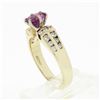 Image 8 : 14k TT Gold 1.18 ctw Pink Sapphire Solitaire Round Diamond Channel Engagement Ri