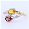Image 2 : 1.01 ctw Yellow and Reddish Orange Sapphire and 0.29 ctw Diamond 14K Yellow Gold