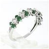 Image 9 : Vintage 18K White Gold 1.7 ctw Prong Large Round Diamond Emerald Wedding Band Ri
