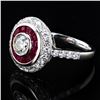 Image 2 : 0.50 ctw SI3 CLARITY Diamond and 0.87 ctw Ruby Platinum Ring (1.20 ctw Diamonds)