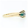 Image 5 : Antique Victorian 14k Gold 0.65 ctw Old Mine Cut Diamond Green Stone 3 Stone Rin