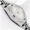 Image 6 : Rolex Ladies Quickset Silver Index Diamond Lugs & Sapphire Datejust Wristwatch