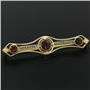 Image 3 : Antique Art Nouveau 14k Yellow Gold 2.20 ctw Old Round Garnet Filigree Pin Brooc