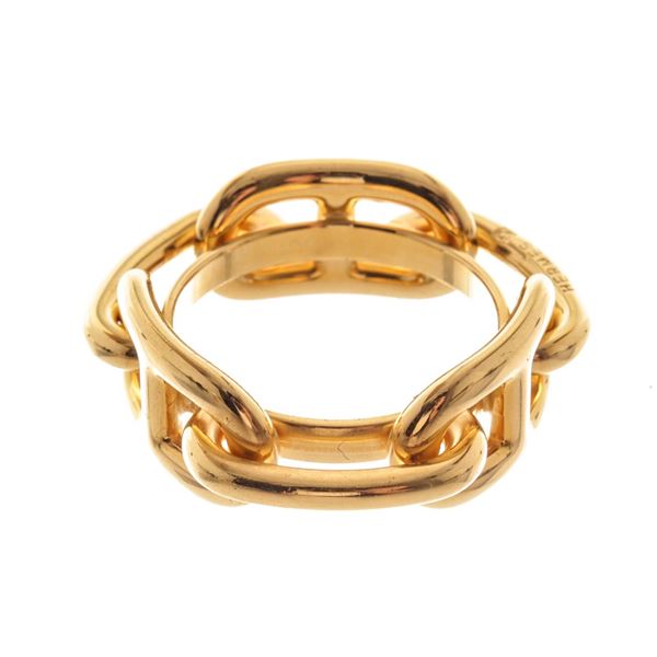 Hermes Gold Plated Metal Chaine D'ancre Scarf Ring