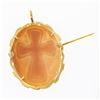 Image 3 : Vintage 18k Gold Cross Carved Oval Shell Cameo Polished Frame Brooch Pin Pendant