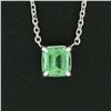 Image 3 : NEW 14K White Gold 0.76 ctw Colombian Emerald Step Cut Solitaire Pendant Necklac