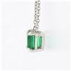 Image 5 : NEW 14K White Gold 0.76 ctw Colombian Emerald Step Cut Solitaire Pendant Necklac