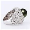 Image 3 : 11mm Tahitian Pearl and 3.00 ctw Diamond 18K White Gold Ring