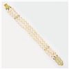 Image 5 : 14k Yellow Gold 7.25" 1.25 ctw Diamond Covered Clasp 3 Row Cultured Pearl Bracel