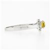 Image 5 : NEW 14K White Gold 0.96 ctw Ceylon Yellow Sapphire Solitaire w/ Diamond Halo Rin