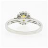 Image 7 : NEW 14K White Gold 0.96 ctw Ceylon Yellow Sapphire Solitaire w/ Diamond Halo Rin