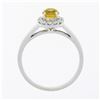 Image 8 : NEW 14K White Gold 0.96 ctw Ceylon Yellow Sapphire Solitaire w/ Diamond Halo Rin