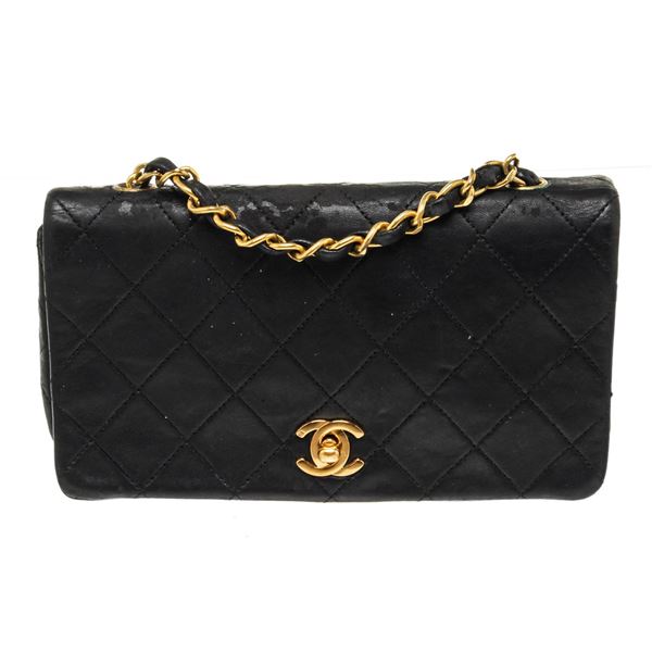 Chanel Black Leather Mini Full Flap Shoulder Bag