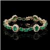 Image 3 : 12.17 ctw Emerald and 1.42 ctw Diamond 14K Yellow Gold Bracelet