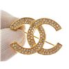 Image 3 : Chanel Vintage Gold-tone Metal CC Rhinestone Brooch