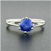 Image 2 : Vintage 14k White Gold 1.26 ctw Round Sapphire Solitaire Open Work Engagement Ri