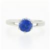 Image 4 : Vintage 14k White Gold 1.26 ctw Round Sapphire Solitaire Open Work Engagement Ri