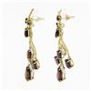 Image 4 : Vintage 18k Gold 11.9 ctw GIA Red Pyrope Garnet & Diamond Flower Dangle Earrings