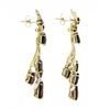 Image 5 : Vintage 18k Gold 11.9 ctw GIA Red Pyrope Garnet & Diamond Flower Dangle Earrings