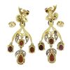 Image 6 : Vintage 18k Gold 11.9 ctw GIA Red Pyrope Garnet & Diamond Flower Dangle Earrings