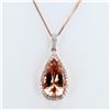 Image 3 : 14.80 ctw Morganite and 0.98 ctw Diamond 14K Rose Gold Pendant