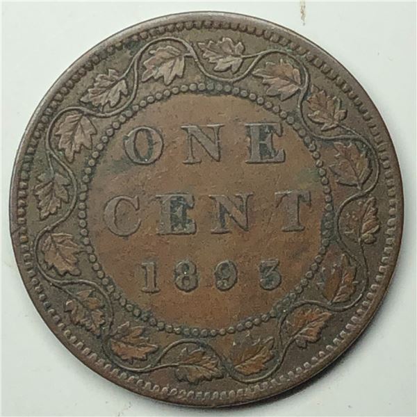 Canadian Large Cent 1893 VF++