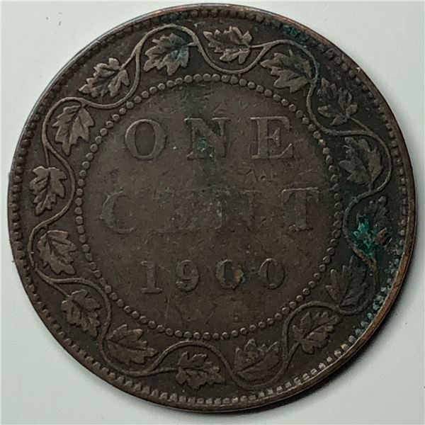 Canadian Large Cent 1900 NO-H Semi Key Date VF