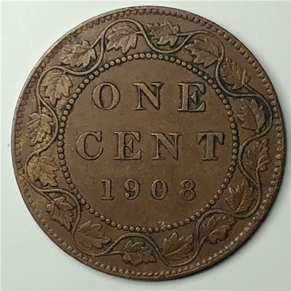 Canadian Large Cent 1908 EF+