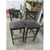 Image 1 : Black Wooden Bar Stools - Pair