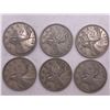Image 1 : Six 80% Silver Canadian Quarters 34.86g Total Weight