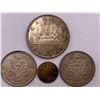 Image 1 : Canadian 80% Silver Dollar, Two Fifty Cent Coins, And Dime  48.95g Total Weight