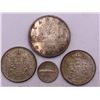 Image 1 : Canadian 80% Silver Dollar, Two Fifty Cent Coins, And Dime  48.95g Total Weight