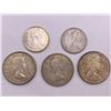 Image 2 : Three Canadian Fifty Cent Coins, And Two Quarters  80% Silver 46.6g Total Weight