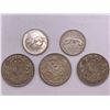 Image 1 : Three Canadian Fifty Cent Coins, And Two Quarters  80% Silver 46.6g Total Weight