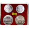 Image 1 : 1976 Montreal Olympic Proof Coin Set 4 Coins .925 Silver 4.32 Troy Ounces