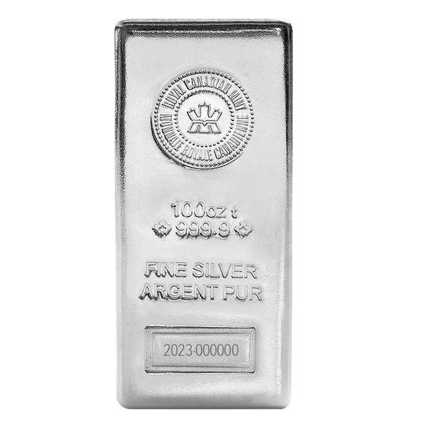 100 oz Silver Bar - Royal Canadian Mint (.9999 Fine, Pressed)