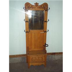 Carved Oak hall tree