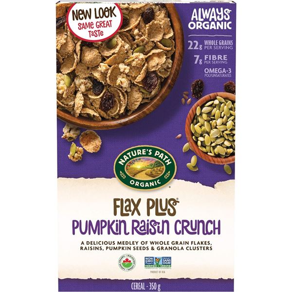 3 BOXES OF FLAX PLUS PUMPKIN RAISIN CRUNCH CEREAL