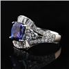 Image 2 : 3.83 ctw Tanzanite and 1.42 ctw Diamond Platinum Ring