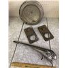 Image 1 : ANTIQUR CAR PARTS LOT HOOD ORNAMENT IGNITIONS HEAD LIGHT