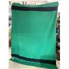 Image 3 : VINTAGE HUDSONS BAY COMPANY 4 POINT GREEN WOOL BLANKET (minor wear and tear, staining etc.)