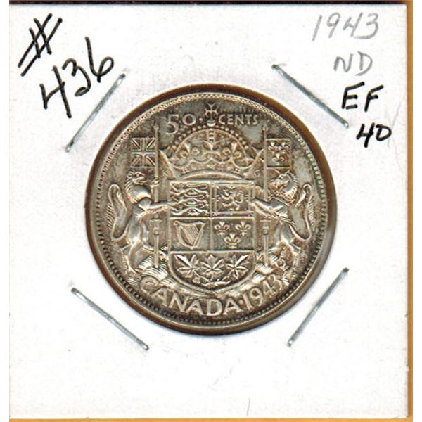 1943 CANADIAN SILVER 50 CENT COIN